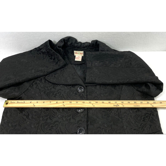 Toffee Apple Dress Coat Womens XXL Black Floral Button Up Jacket Pockets Unlined - Picture 5 of 12